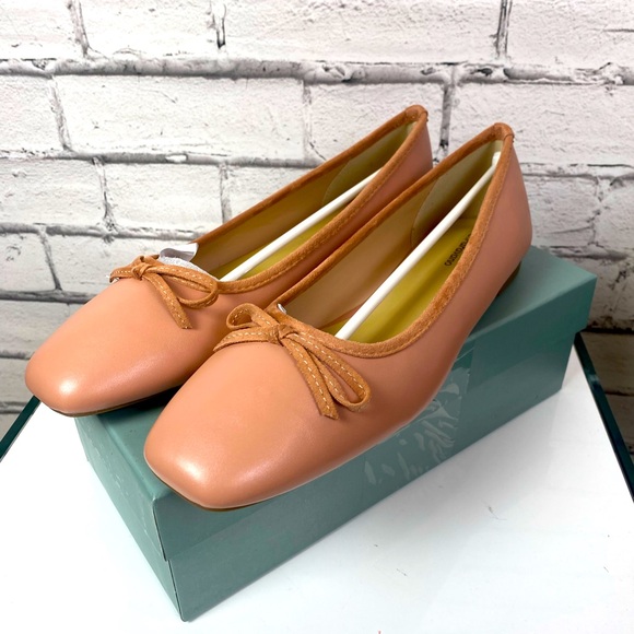 C.Paravano Leather Ballet Flats with Bow Women's 11 EU 42 Pink Low Heel SlipOn - Picture 1 of 8